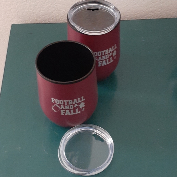 Two (2) Wine Tumblers w/ Lid - Football and Fall! - Picture 3 of 3